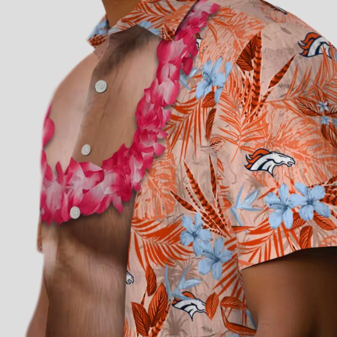 Funny Denver Broncos Chest Illusion Shirt, NFL Hawaiian Button Up for Game Day