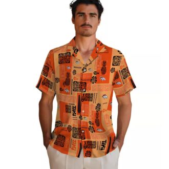 Limited Edition Denver Broncos Hawaiian Shirt, Orange Tribal Print NFL Fan Apparel