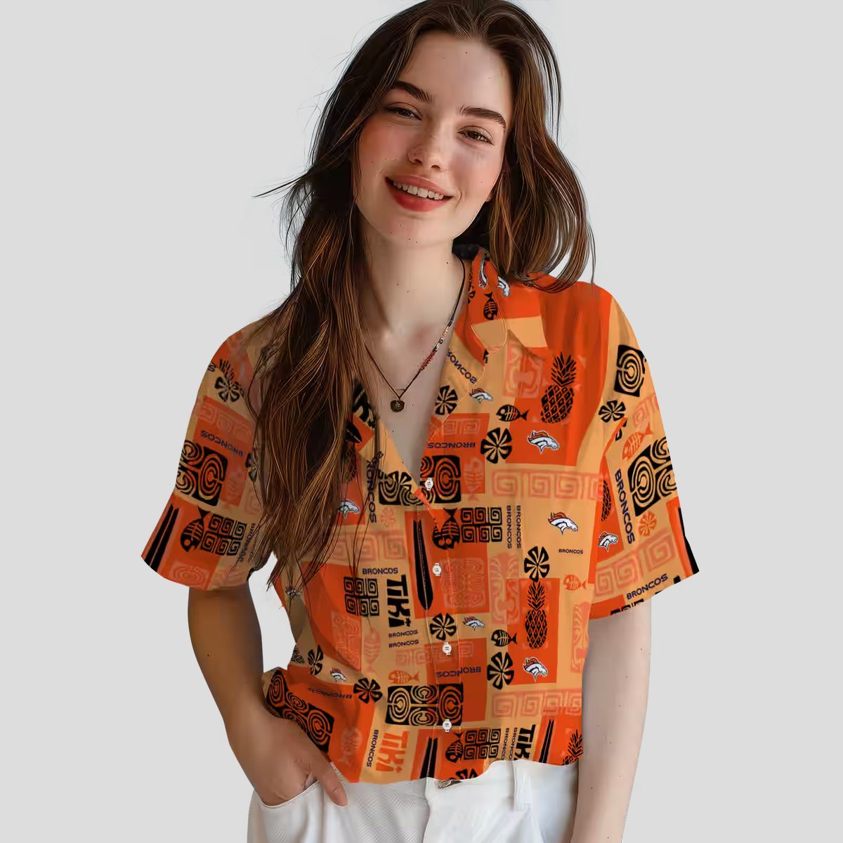 Limited Edition Denver Broncos Hawaiian Shirt, Orange Tribal Print NFL Fan Apparel