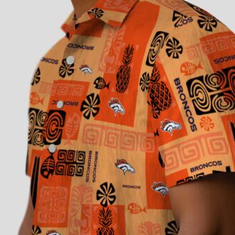 Limited Edition Denver Broncos Hawaiian Shirt, Orange Tribal Print NFL Fan Apparel