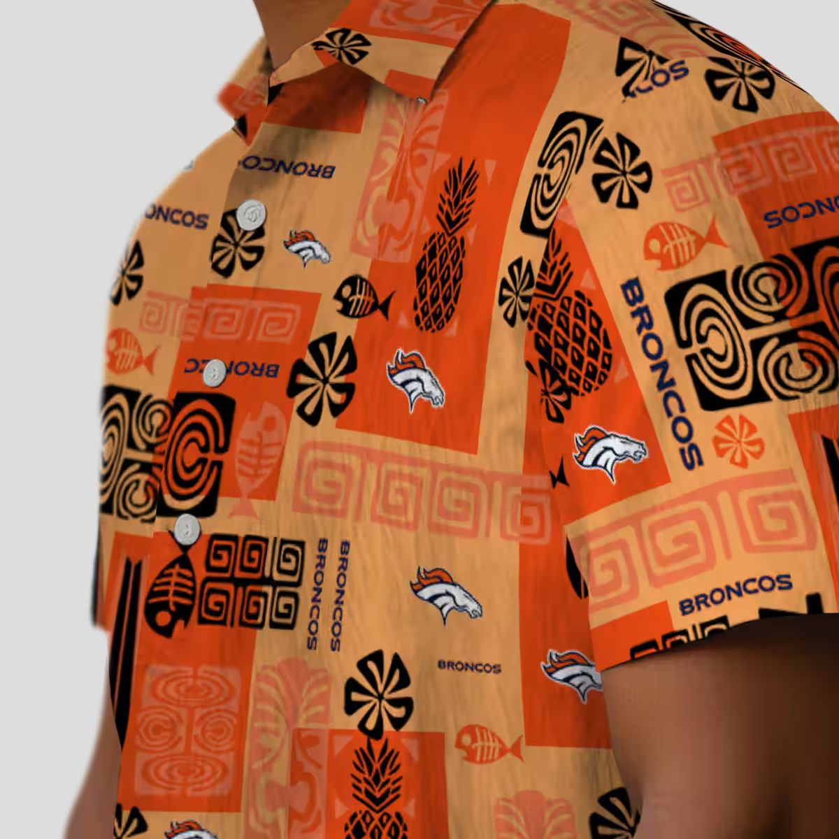 Limited Edition Denver Broncos Hawaiian Shirt, Orange Tribal Print NFL Fan Apparel
