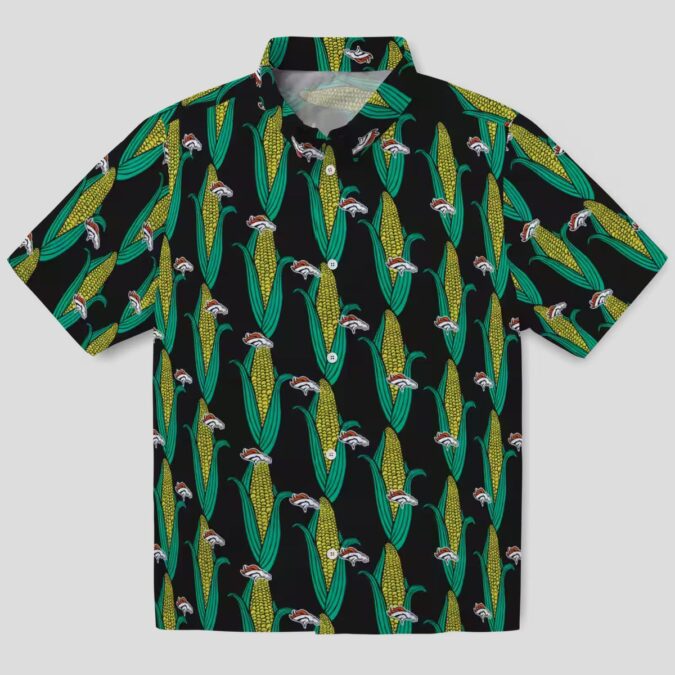 Men’s Denver Broncos Aloha Shirt, NFL Hawaiian Tropical Black Green Shirt