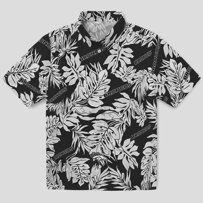 Men’s Denver Broncos Black Hawaiian Shirt, Monstera Leaf Aloha NFL Shirt