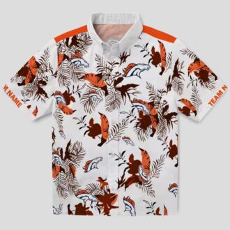 Men’s Denver Broncos Botanical Hawaiian Shirt, Tropical Orange White NFL Fanwear