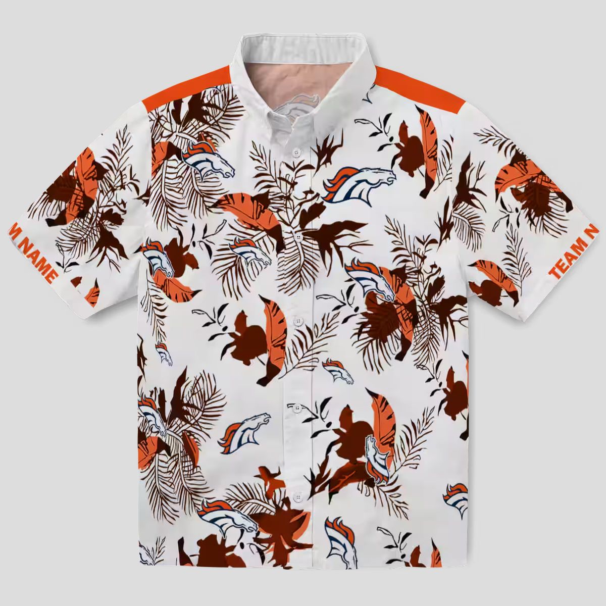 Men’s Denver Broncos Botanical Hawaiian Shirt, Tropical Orange White NFL Fanwear