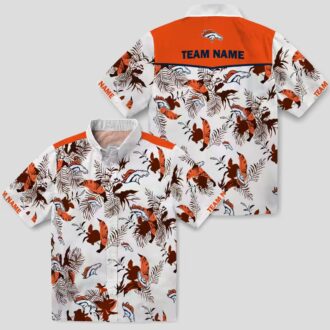 Men’s Denver Broncos Botanical Hawaiian Shirt, Tropical Orange White NFL Fanwear