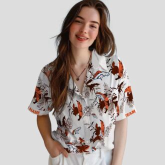 Men’s Denver Broncos Botanical Hawaiian Shirt, Tropical Orange White NFL Fanwear