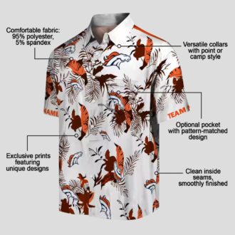 Men’s Denver Broncos Botanical Hawaiian Shirt, Tropical Orange White NFL Fanwear