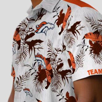 Men’s Denver Broncos Botanical Hawaiian Shirt, Tropical Orange White NFL Fanwear