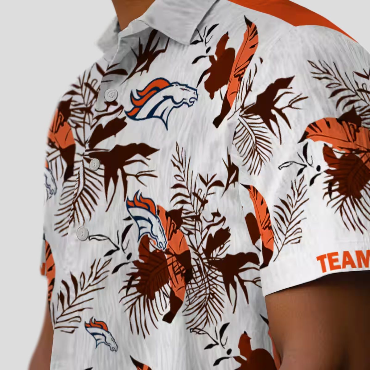 Men’s Denver Broncos Botanical Hawaiian Shirt, Tropical Orange White NFL Fanwear