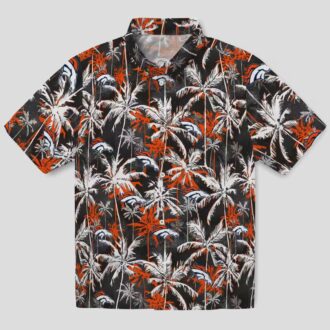 Men’s Denver Broncos Hawaiian Shirt, Tropical Palm Black & Orange NFL Fan Apparel