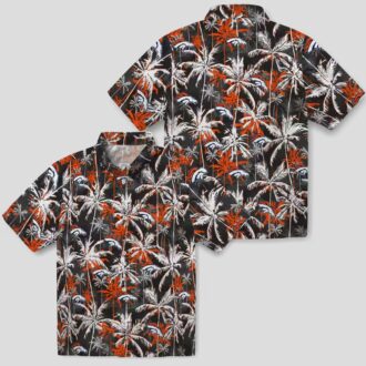 Men’s Denver Broncos Hawaiian Shirt, Tropical Palm Black & Orange NFL Fan Apparel