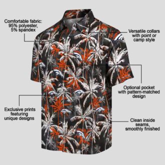 Men’s Denver Broncos Hawaiian Shirt, Tropical Palm Black & Orange NFL Fan Apparel