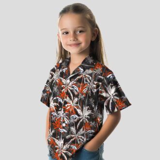 Men’s Denver Broncos Hawaiian Shirt, Tropical Palm Black & Orange NFL Fan Apparel