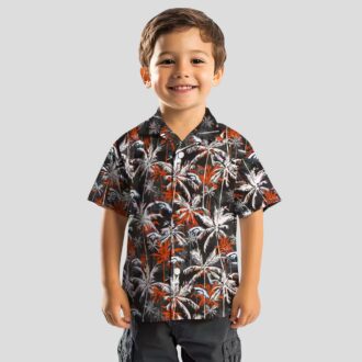 Men’s Denver Broncos Hawaiian Shirt, Tropical Palm Black & Orange NFL Fan Apparel