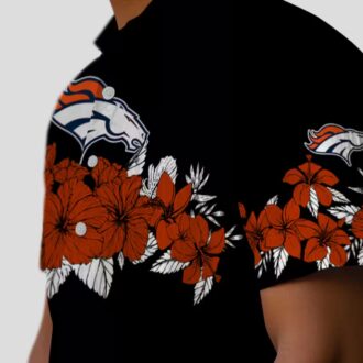 Men’s Denver Broncos Hibiscus Stripe Hawaiian Shirt, Black & Orange NFL Fan Apparel