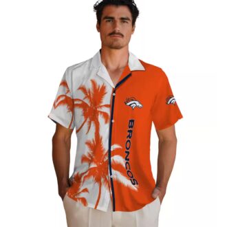 Men’s Denver Broncos Palm Trees Hawaiian Shirt - Orange & White Tropical Aloha
