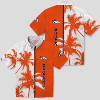 Men’s Denver Broncos Palm Trees Hawaiian Shirt - Orange & White Tropical Aloha