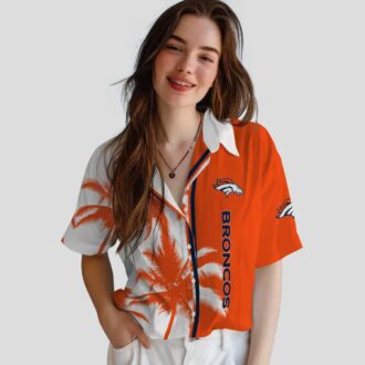 Men’s Denver Broncos Palm Trees Hawaiian Shirt - Orange & White Tropical Aloha