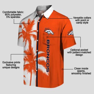 Men’s Denver Broncos Palm Trees Hawaiian Shirt - Orange & White Tropical Aloha