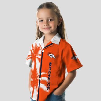 Men’s Denver Broncos Palm Trees Hawaiian Shirt - Orange & White Tropical Aloha
