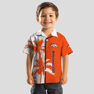 Men’s Denver Broncos Palm Trees Hawaiian Shirt - Orange & White Tropical Aloha