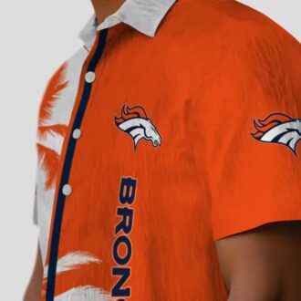 Men’s Denver Broncos Palm Trees Hawaiian Shirt - Orange & White Tropical Aloha