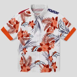 Men’s Denver Broncos Patriotic Hawaiian Shirt, Orange & White Hibiscus NFL Shirt