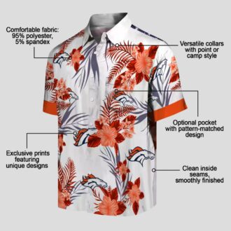 Men’s Denver Broncos Patriotic Hawaiian Shirt, Orange & White Hibiscus NFL Shirt
