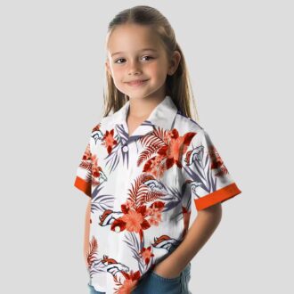 Men’s Denver Broncos Patriotic Hawaiian Shirt, Orange & White Hibiscus NFL Shirt