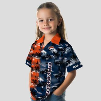 Men’s Denver Broncos Silhouettes Hawaiian Shirt, Orange Tropical Palm NFL Fan Shirt