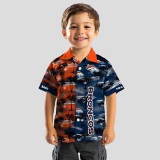 Men’s Denver Broncos Silhouettes Hawaiian Shirt, Orange Tropical Palm NFL Fan Shirt