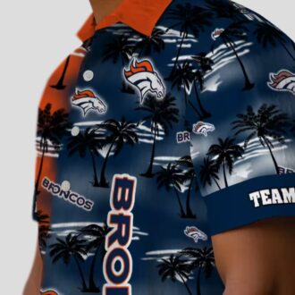 Men’s Denver Broncos Silhouettes Hawaiian Shirt, Orange Tropical Palm NFL Fan Shirt