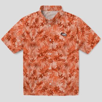 Men’s Denver Broncos Summer Hawaiian Shirt, Orange Leaf Pattern NFL Vacation Shirt