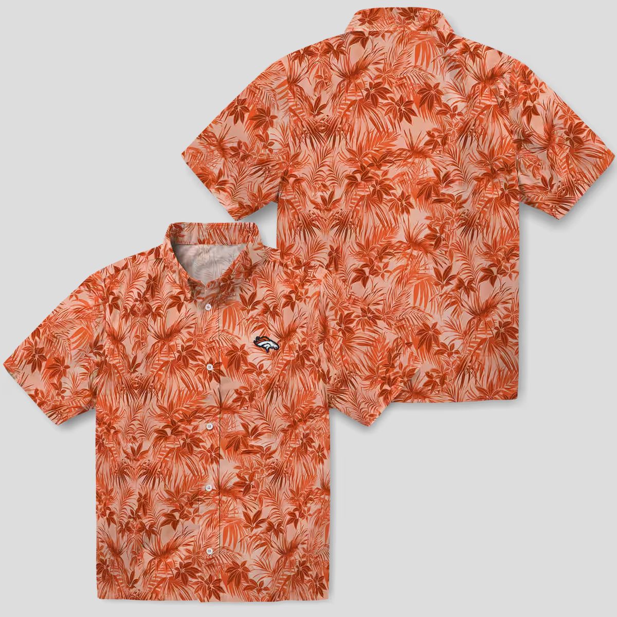 Men’s Denver Broncos Summer Hawaiian Shirt, Orange Leaf Pattern NFL Vacation Shirt