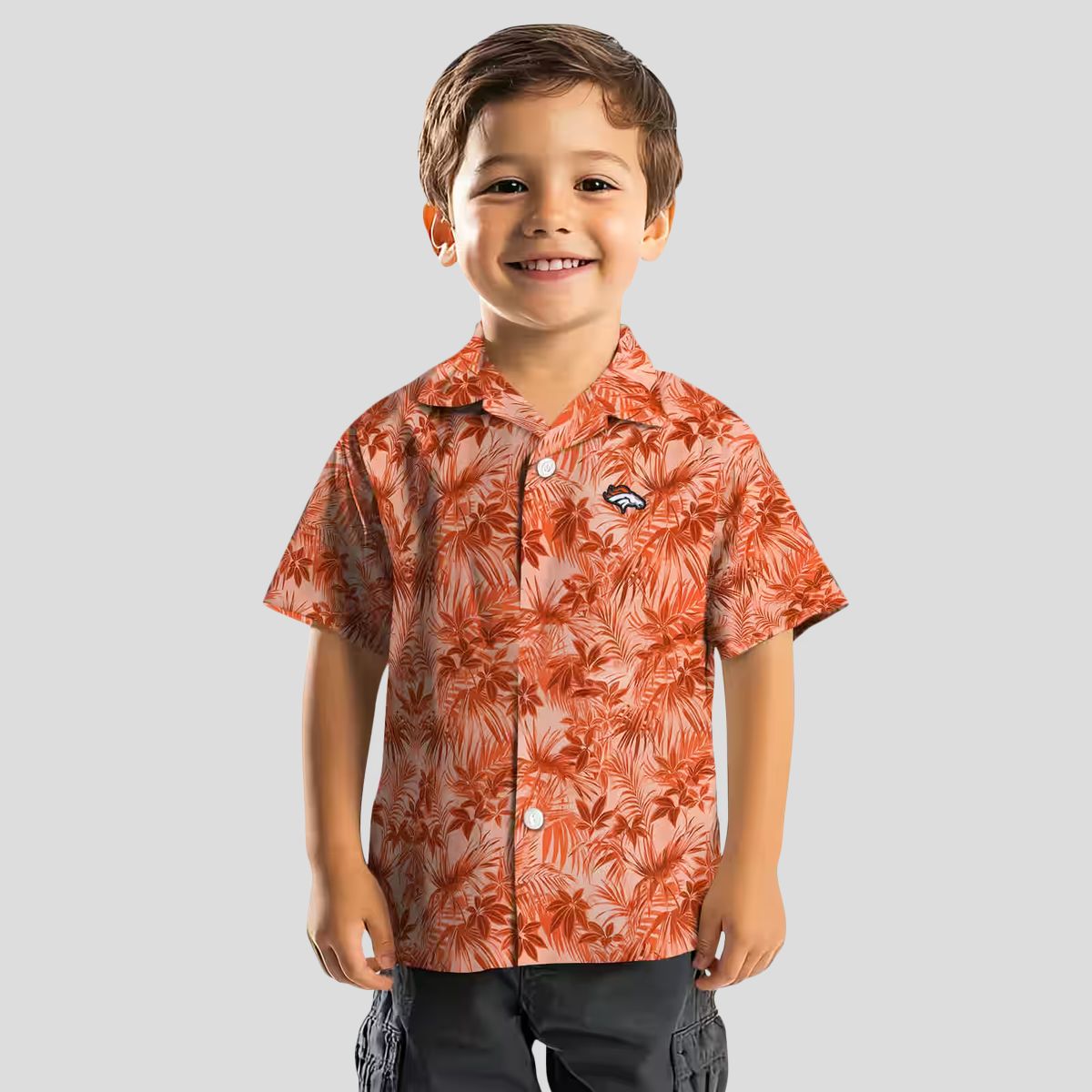 Men’s Denver Broncos Summer Hawaiian Shirt, Orange Leaf Pattern NFL Vacation Shirt