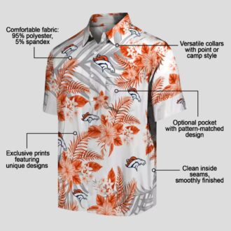 NFL Denver Broncos Hawaiian Shirt - Orange & White Hibiscus Palm Beach Shirt