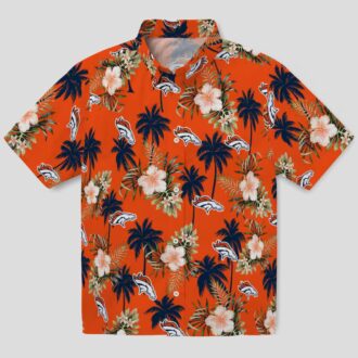 NFL Denver Broncos Orange Hawaiian Shirt, Palm Tree & Floral NFL Summer Button Up