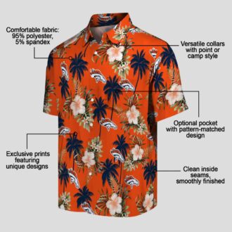 NFL Denver Broncos Orange Hawaiian Shirt, Palm Tree & Floral NFL Summer Button Up