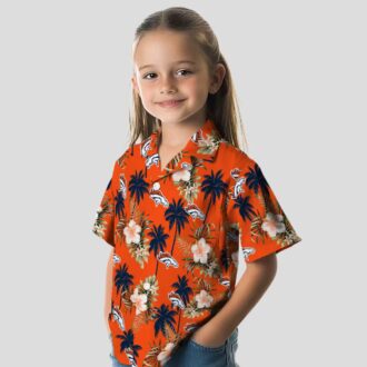 NFL Denver Broncos Orange Hawaiian Shirt, Palm Tree & Floral NFL Summer Button Up