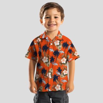 NFL Denver Broncos Orange Hawaiian Shirt, Palm Tree & Floral NFL Summer Button Up