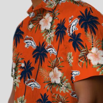 NFL Denver Broncos Orange Hawaiian Shirt, Palm Tree & Floral NFL Summer Button Up