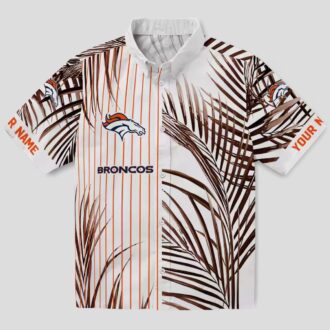 Orange Black Denver Broncos Hawaiian Shirt, Palm Stripes Aloha NFL Vacation Shirt