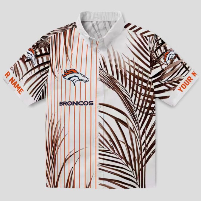 Orange Black Denver Broncos Hawaiian Shirt, Palm Stripes Aloha NFL Vacation Shirt