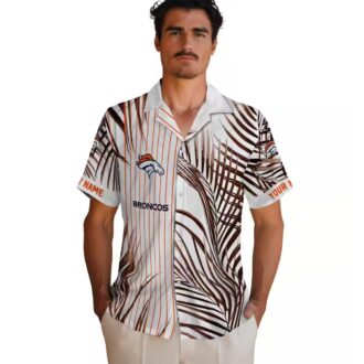 Orange Black Denver Broncos Hawaiian Shirt, Palm Stripes Aloha NFL Vacation Shirt
