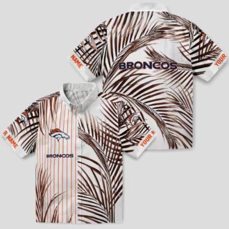 Orange Black Denver Broncos Hawaiian Shirt, Palm Stripes Aloha NFL Vacation Shirt