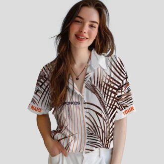 Orange Black Denver Broncos Hawaiian Shirt, Palm Stripes Aloha NFL Vacation Shirt