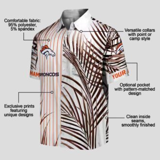Orange Black Denver Broncos Hawaiian Shirt, Palm Stripes Aloha NFL Vacation Shirt
