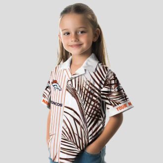 Orange Black Denver Broncos Hawaiian Shirt, Palm Stripes Aloha NFL Vacation Shirt