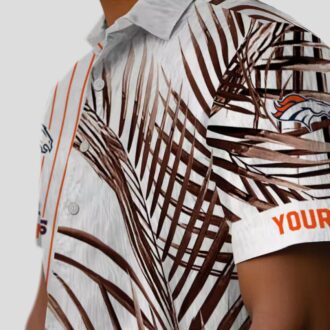 Orange Black Denver Broncos Hawaiian Shirt, Palm Stripes Aloha NFL Vacation Shirt
